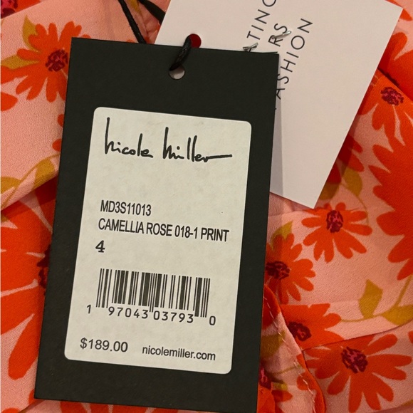 NWT Nicole Miller Lora Sheath Ruched Front Camellia Rose Print Dress Size 4 - Picture 4 of 5